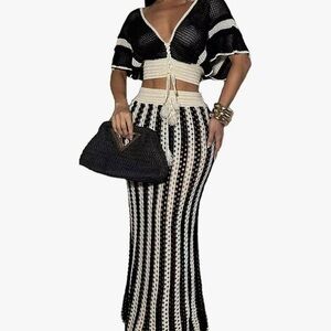 Black and White Crochet Skirt